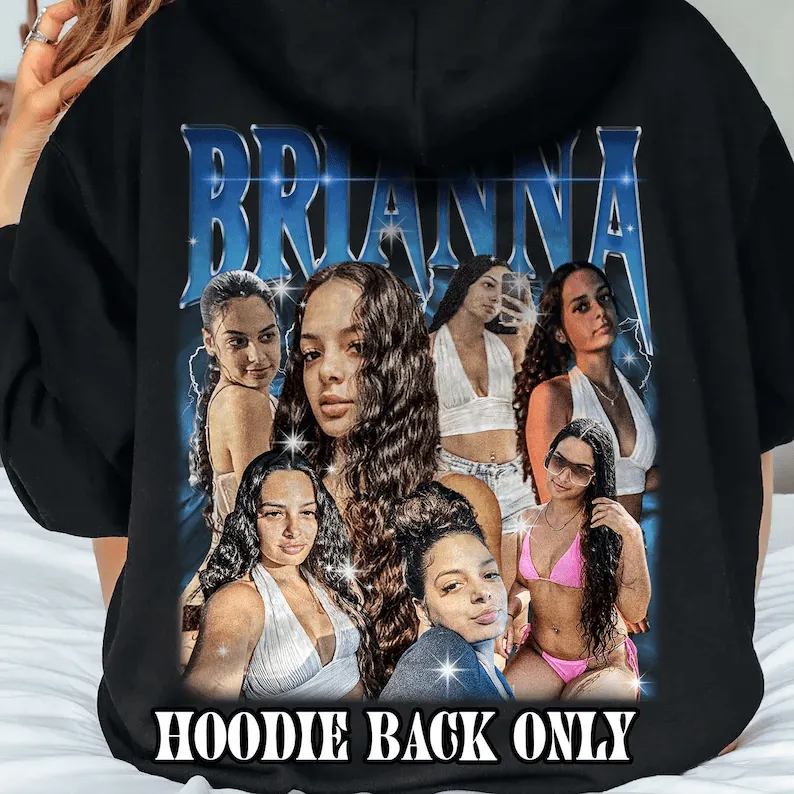 Custom Your Own Bootleg Rap Hoodie Back Design Personalized Photo Vintage Hoodie Birthday Gift Ideas for Men Women