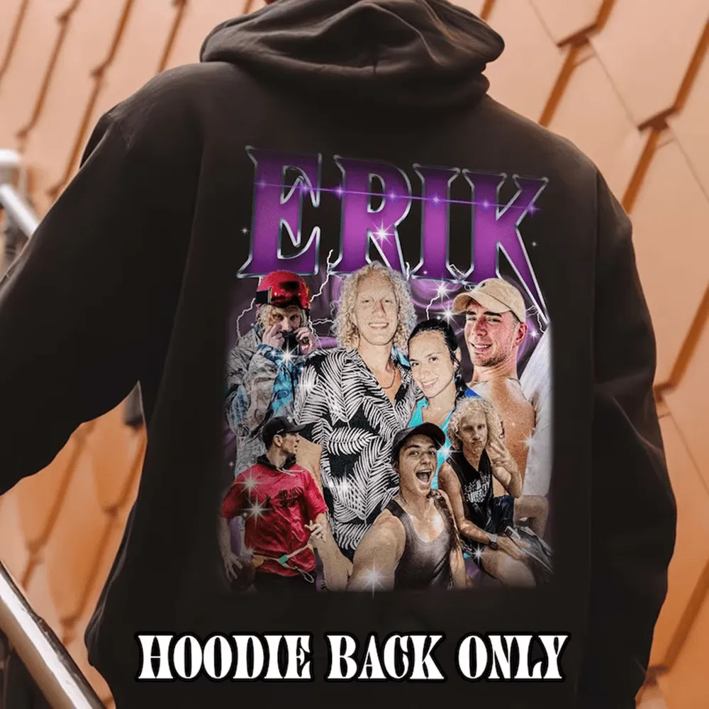 Custom Your Own Bootleg Rap Hoodie Back Design Personalized Photo Vintage Hoodie Birthday Gift Ideas for Men Women