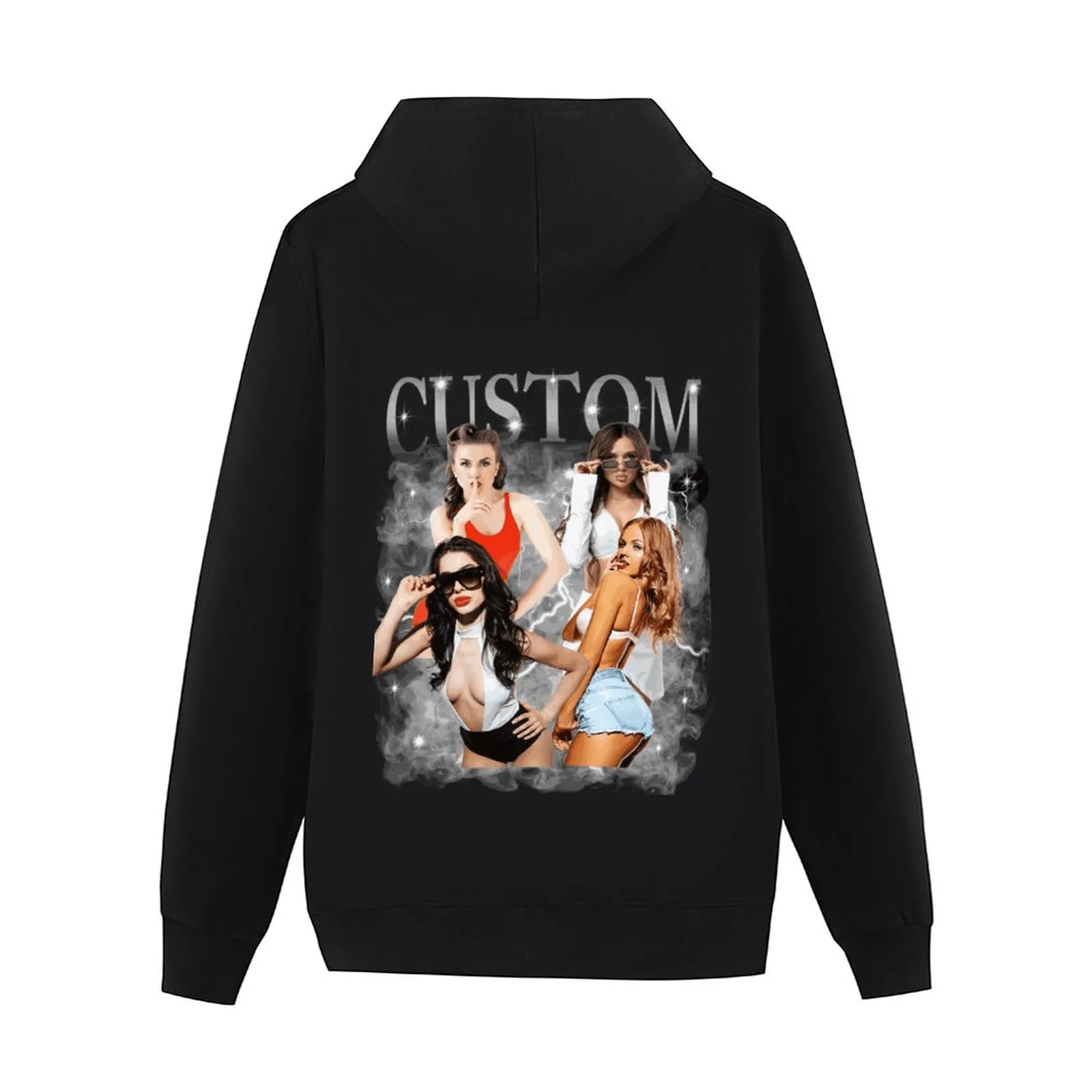 Custom Your Own Bootleg Rap Hoodie Back Design Personalized Photo Vintage Hoodie Birthday Gift Ideas for Men Women