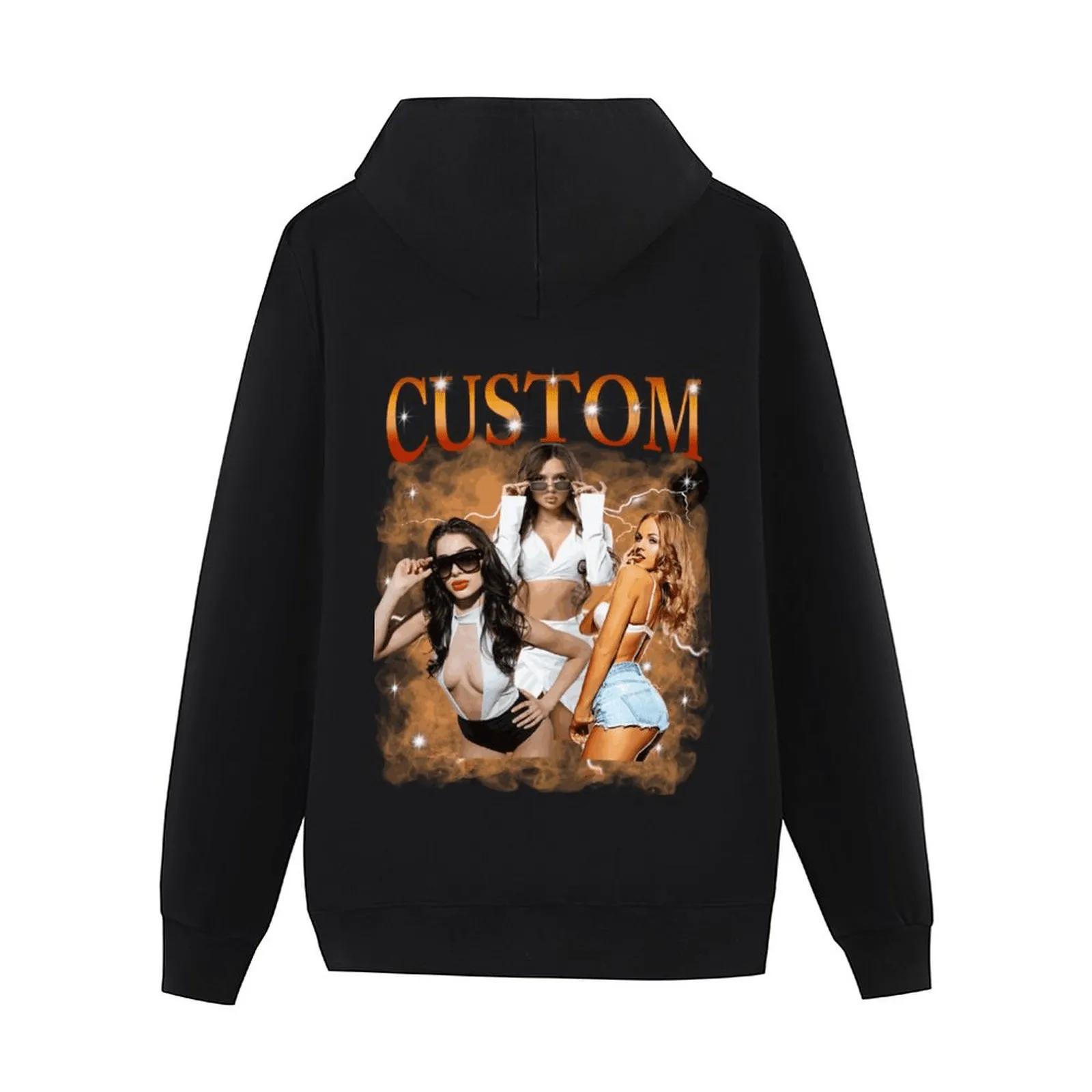 Custom Your Own Bootleg Rap Hoodie Back Design Personalized Photo Vintage Hoodie Birthday Gift Ideas for Men Women