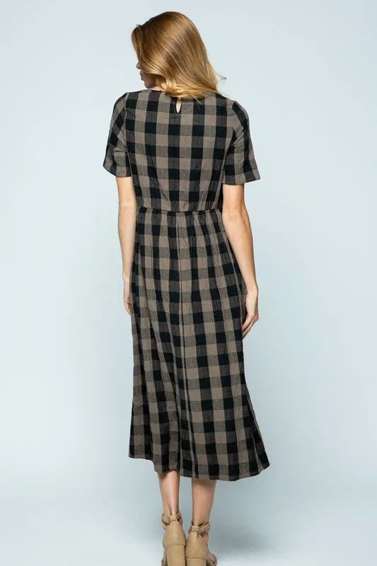 Dani Checkered Dress in Espresso