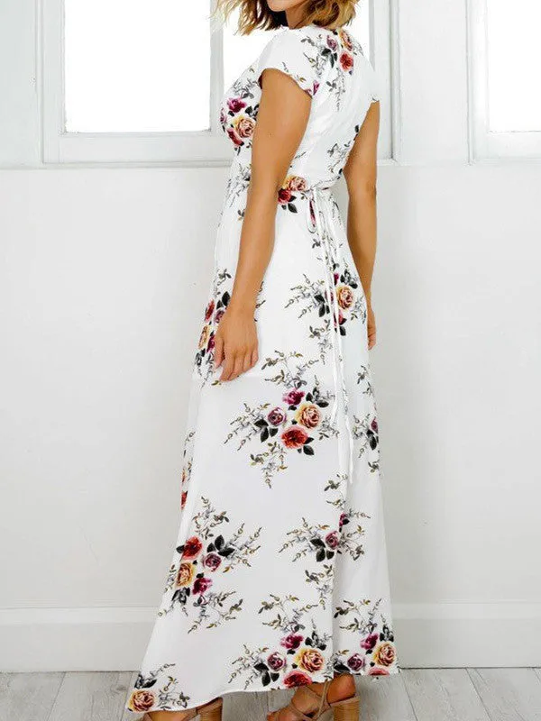 Deep Plunge Wrap Floral Dress