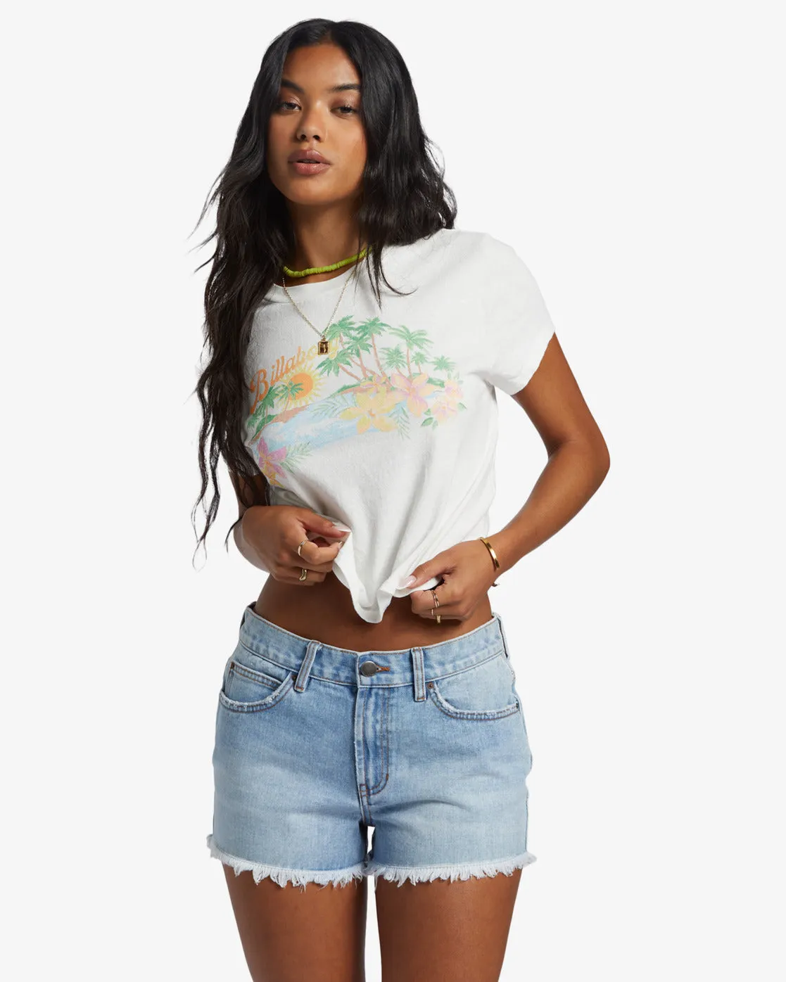 Drift Away Frayed Denim Shorts