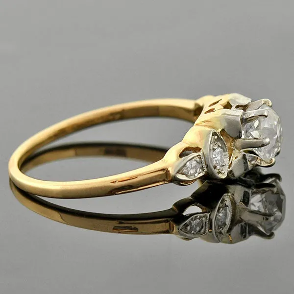 Early Retro 14kt Mixed Metals Diamond Engagement Ring .60ct