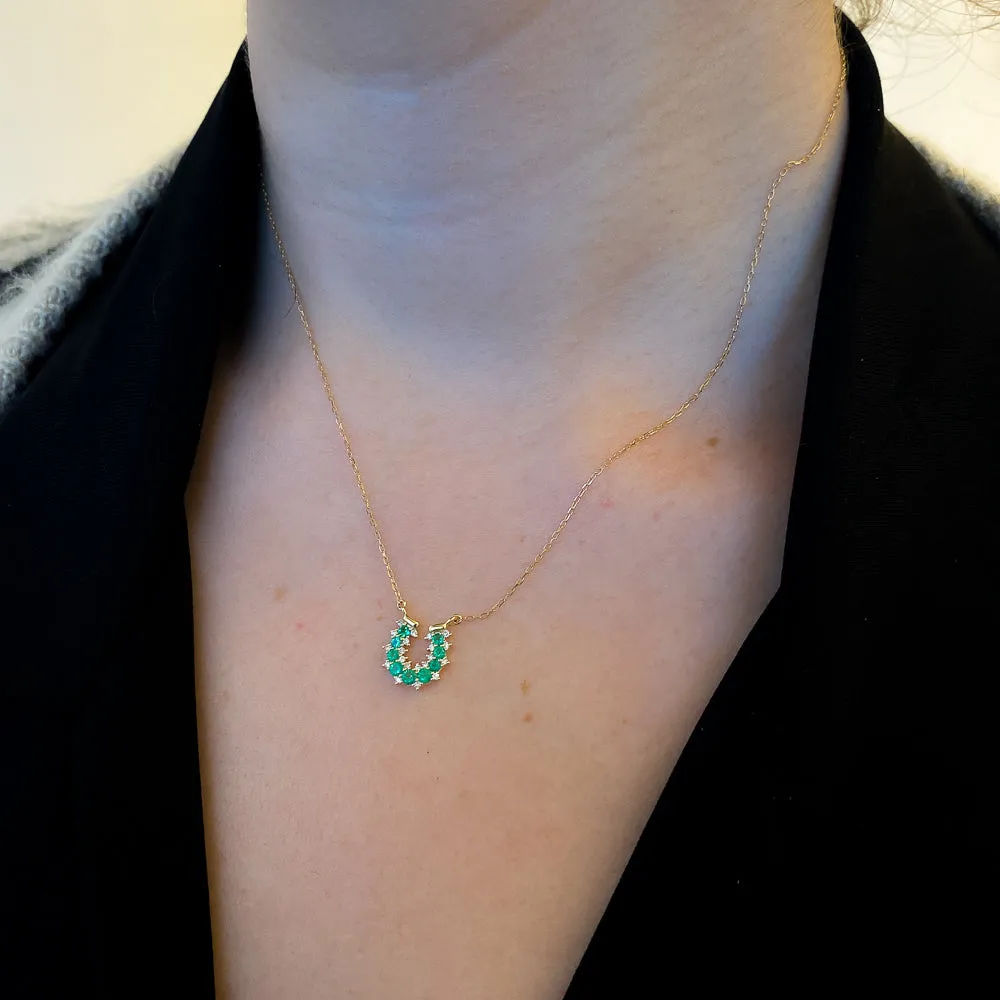 Emerald & Diamond Horseshoe Necklace