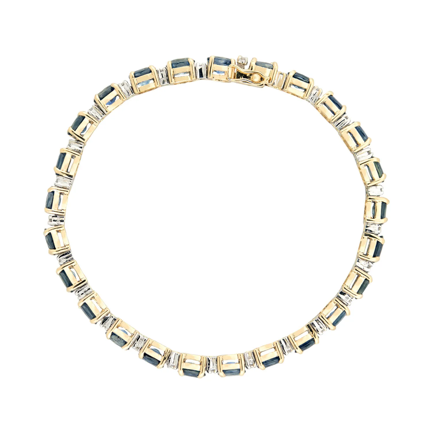 Estate 14k/Platinum Sapphire & Diamond Line Bracelet