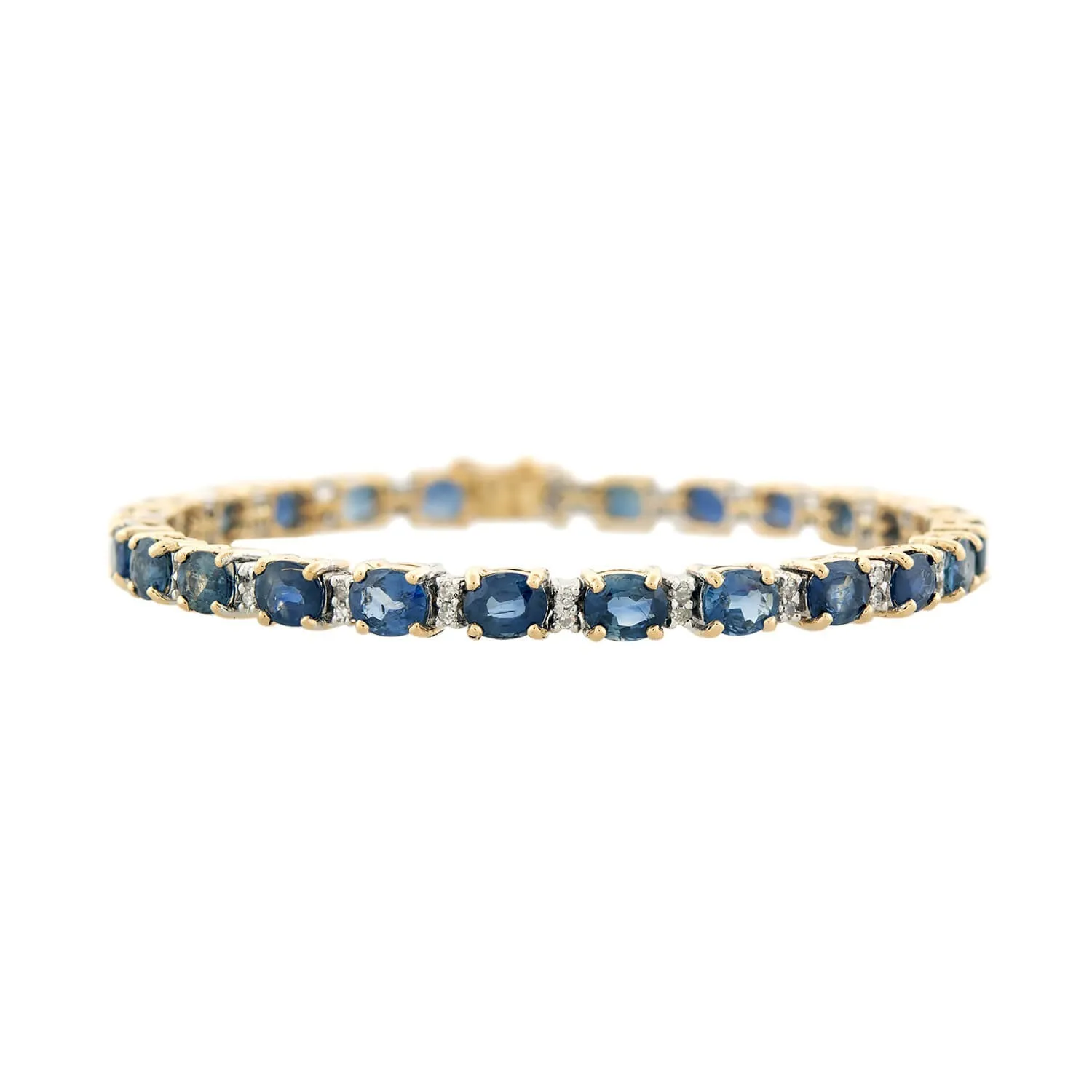 Estate 14k/Platinum Sapphire & Diamond Line Bracelet