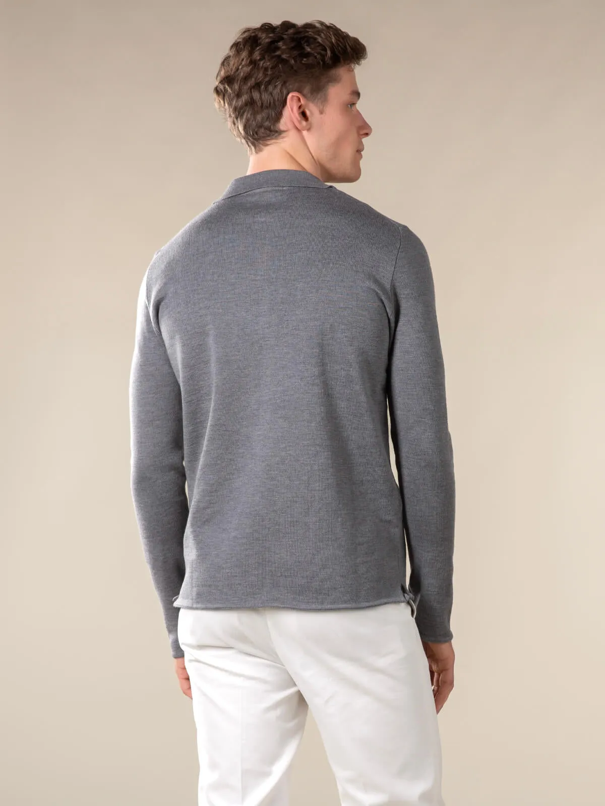 Extrafine Merino Knitted Shirt Dark Grey