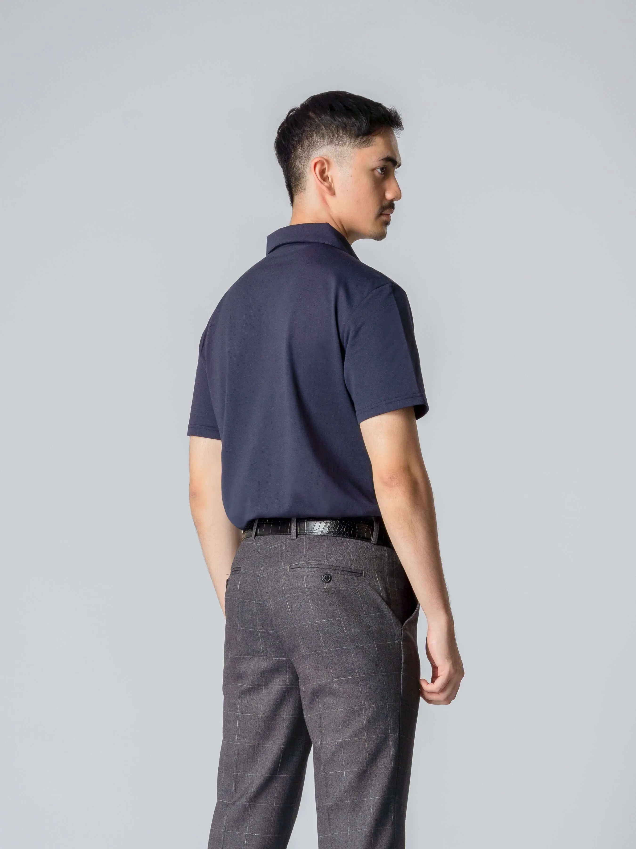 Ezio Polo Shirt - Navy Blue One-Piece Collar