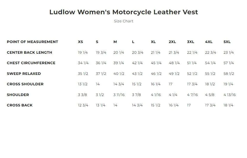 First Mfg Womens Ludlow Leather Motorcycle Vest Size MEDIUM - Final Sale Ships Same Day