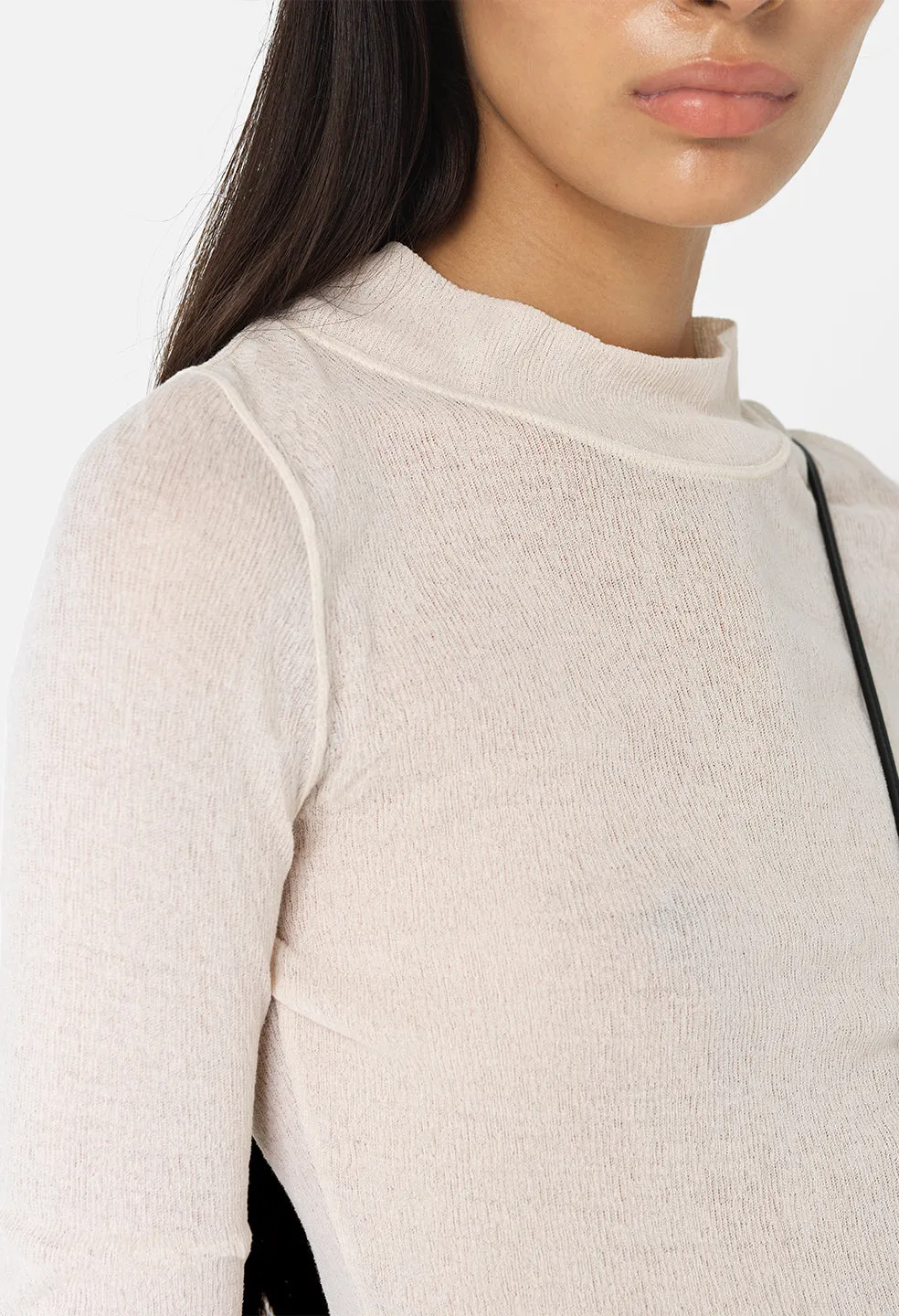 Gauze Rib LS Cropped Tee / Putty