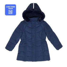 Girls Navy Reflective Hooded Parka