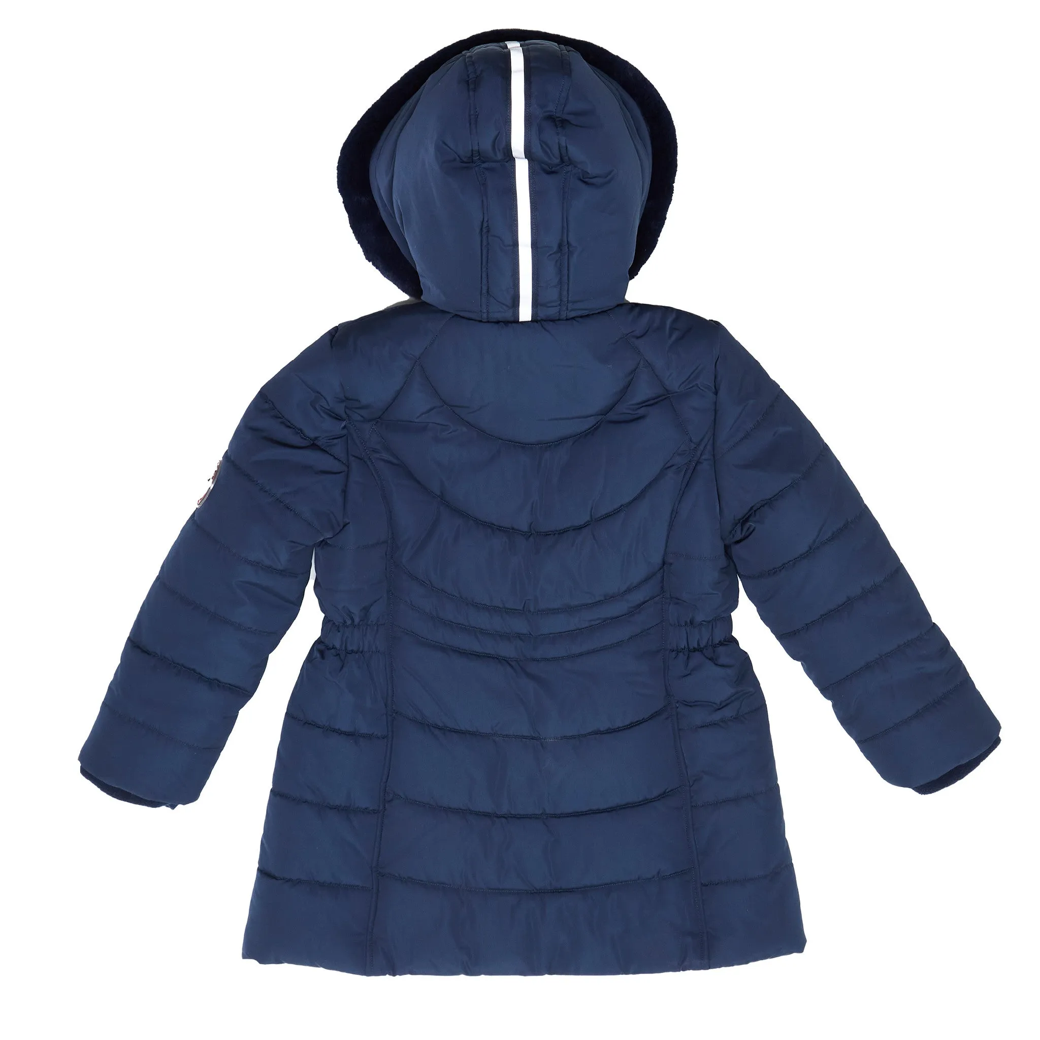 Girls Navy Reflective Hooded Parka