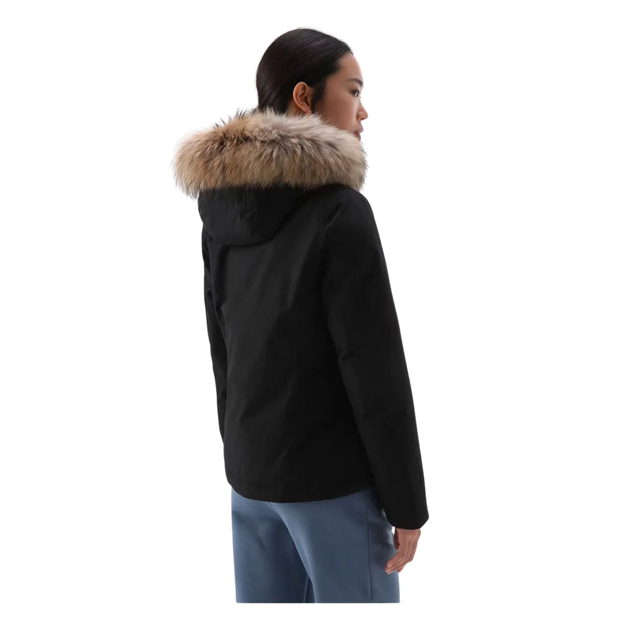 Giubbino Donna Woolrich Arctic Parka Corto Ramar Pelliccia Removibile Nero