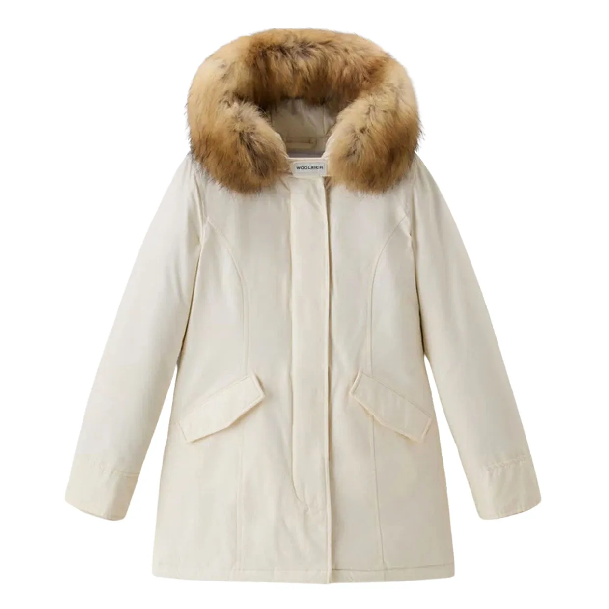 Giubbino Donna Woolrich Arctic Parka Ramar Pelliccia Removibile Bianco Panna