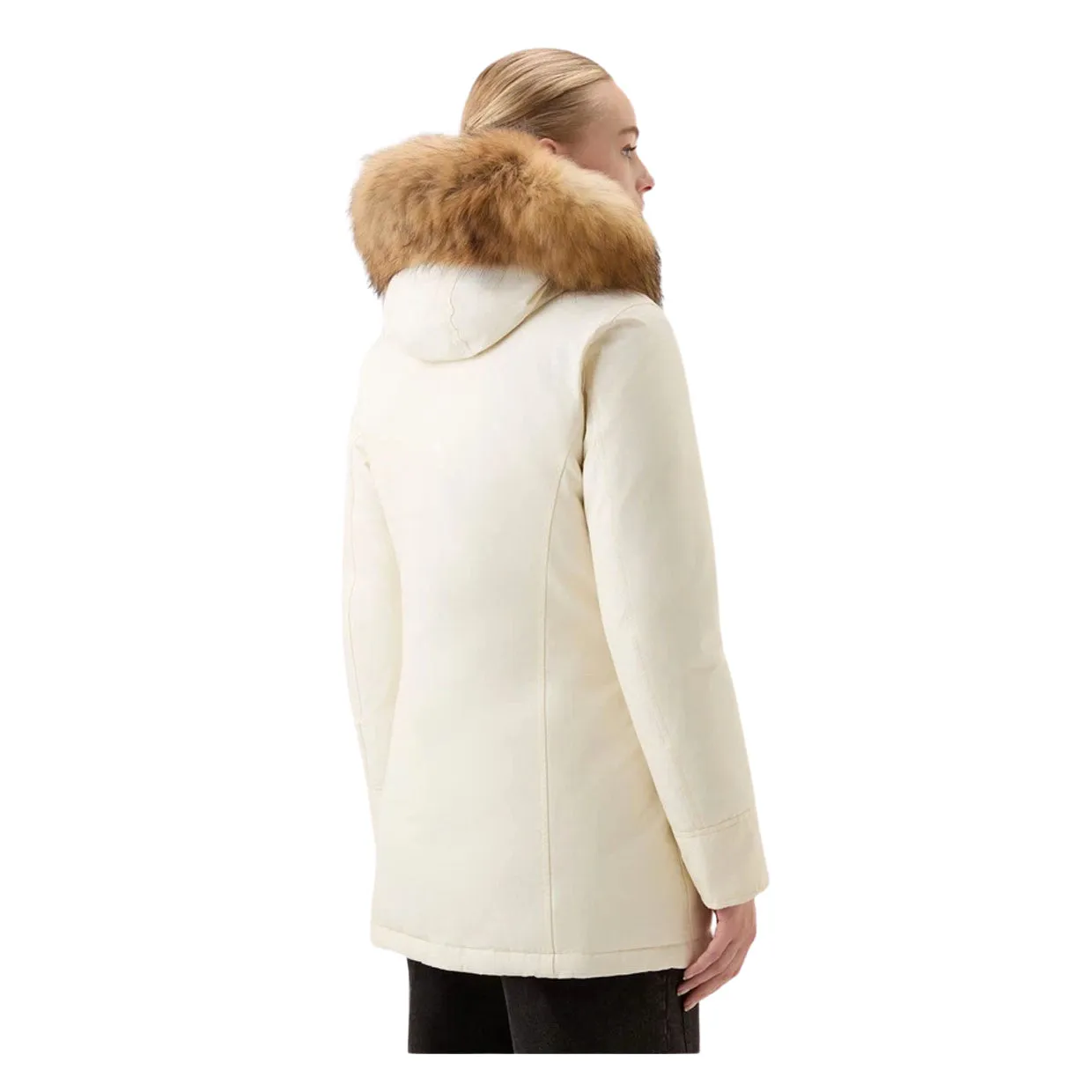 Giubbino Donna Woolrich Arctic Parka Ramar Pelliccia Removibile Bianco Panna