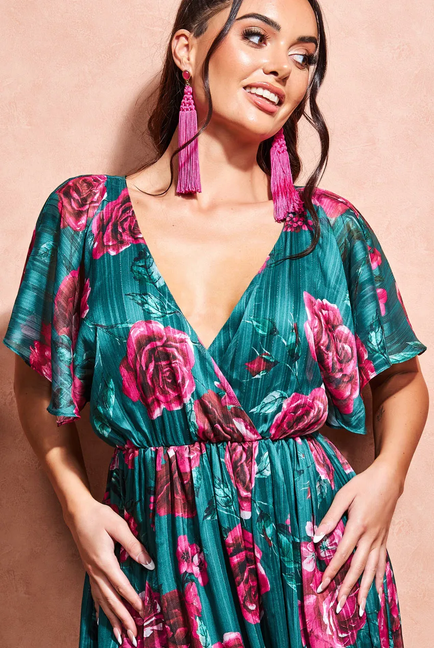 Goddiva Off The Shoulder Wrap Maxi Dress