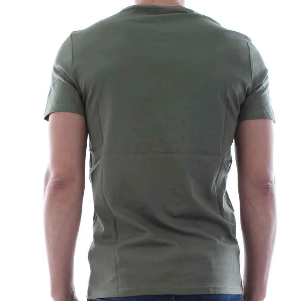 Guess Small Logo Crew Neck T Shirt  - Olive Green