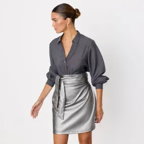 Gunmetal Vegan Leather Mini Jaspre Skirt