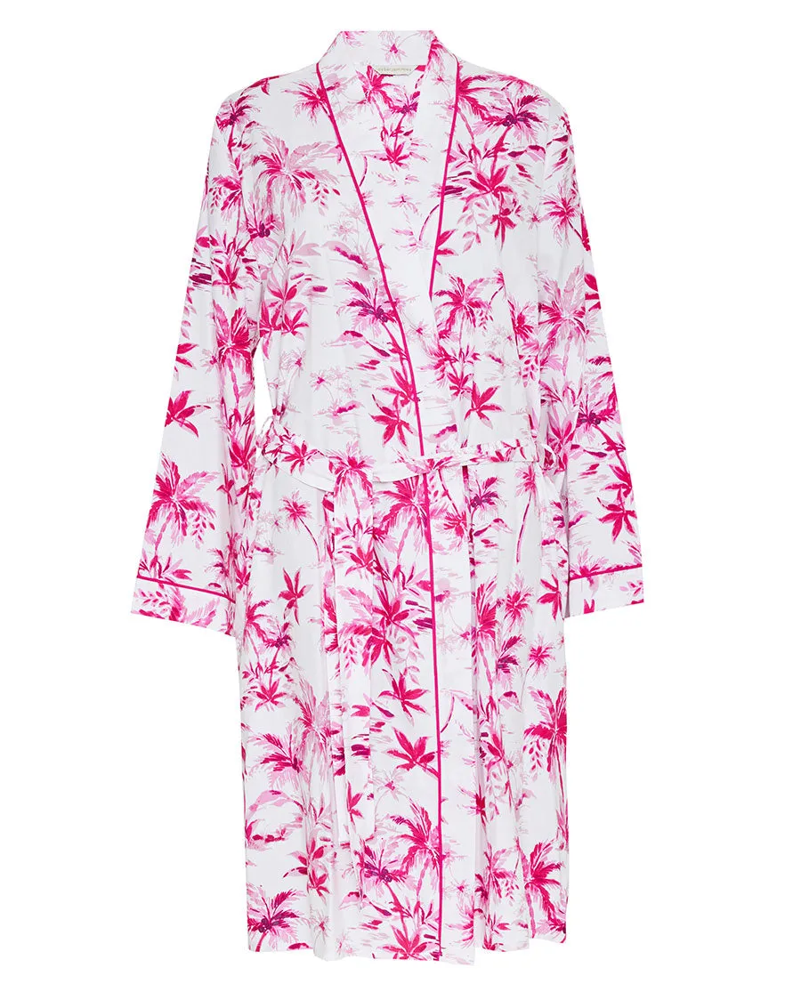 Hailey Palm Print Short Dressing Gown