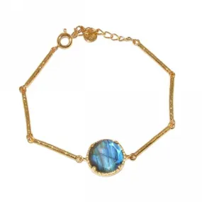 Hammered Gold Link Labradorite Pendant Bracelet