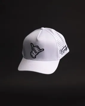 Hang Loose Snapback Hat - White