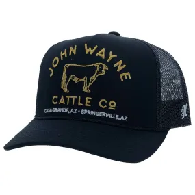 HOOEY JOHN WAYNE BLACK W/GOLD STITCHED LOGO HAT