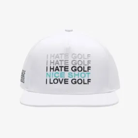 I Hate Golf White SnapBack Golf Hat - Flat Brim