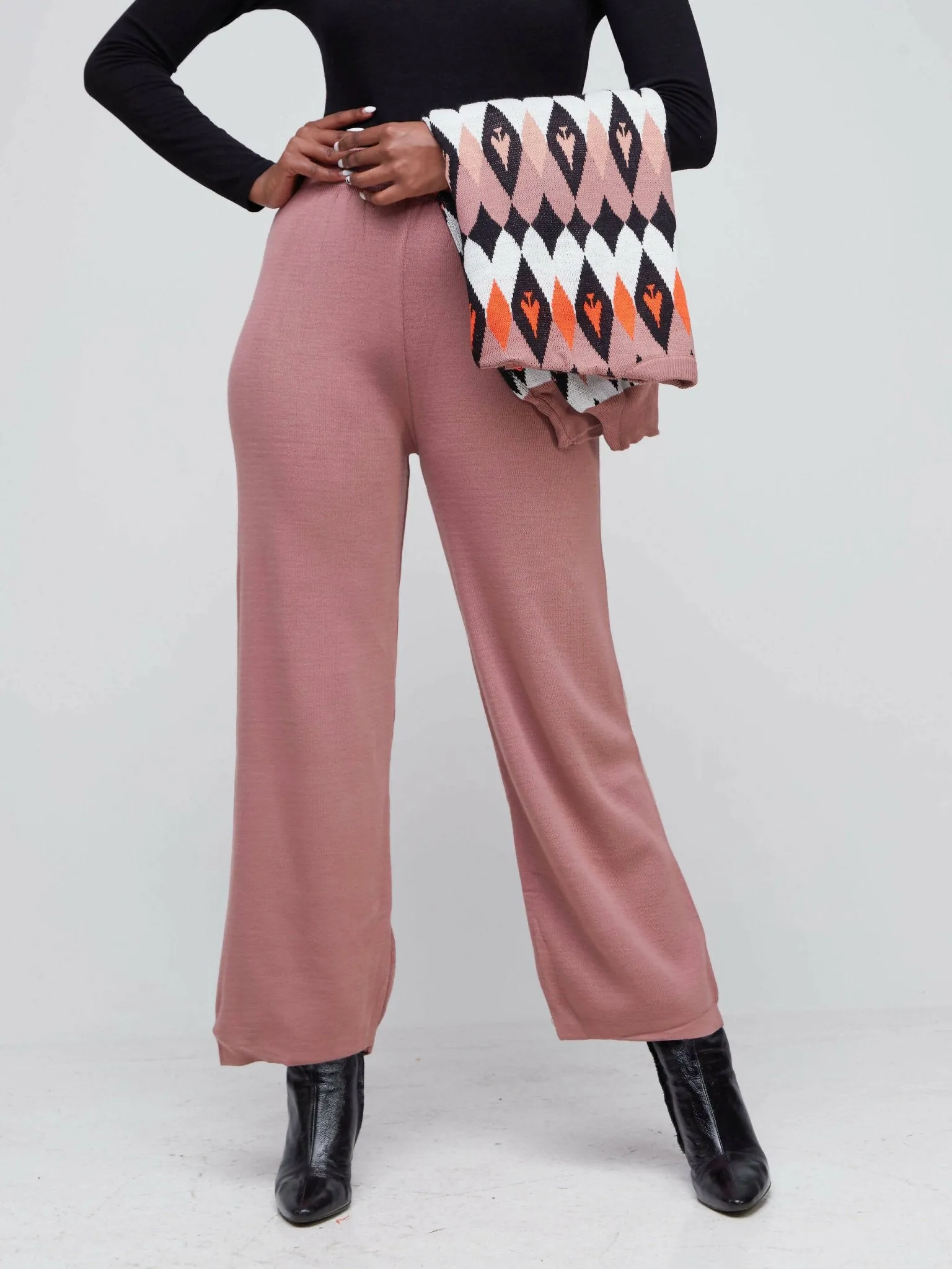 Infy Knit Wear Full Length Pants - Peach