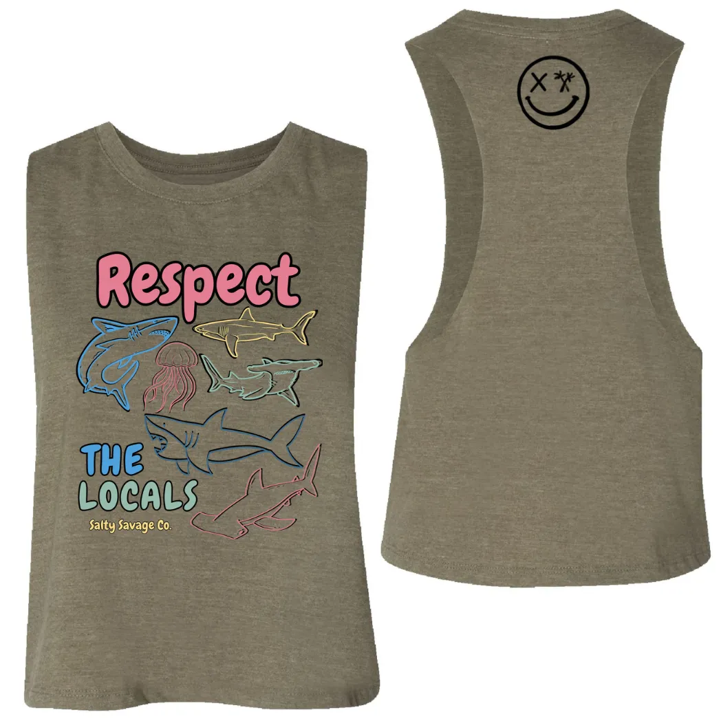 Ladies "Respect the Locals" Flowy Crop Tank