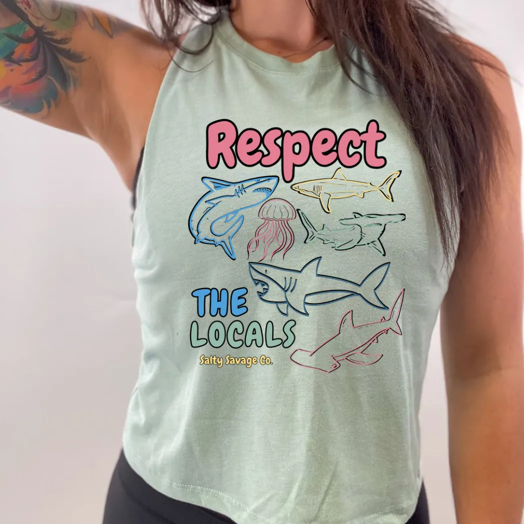 Ladies "Respect the Locals" Flowy Crop Tank