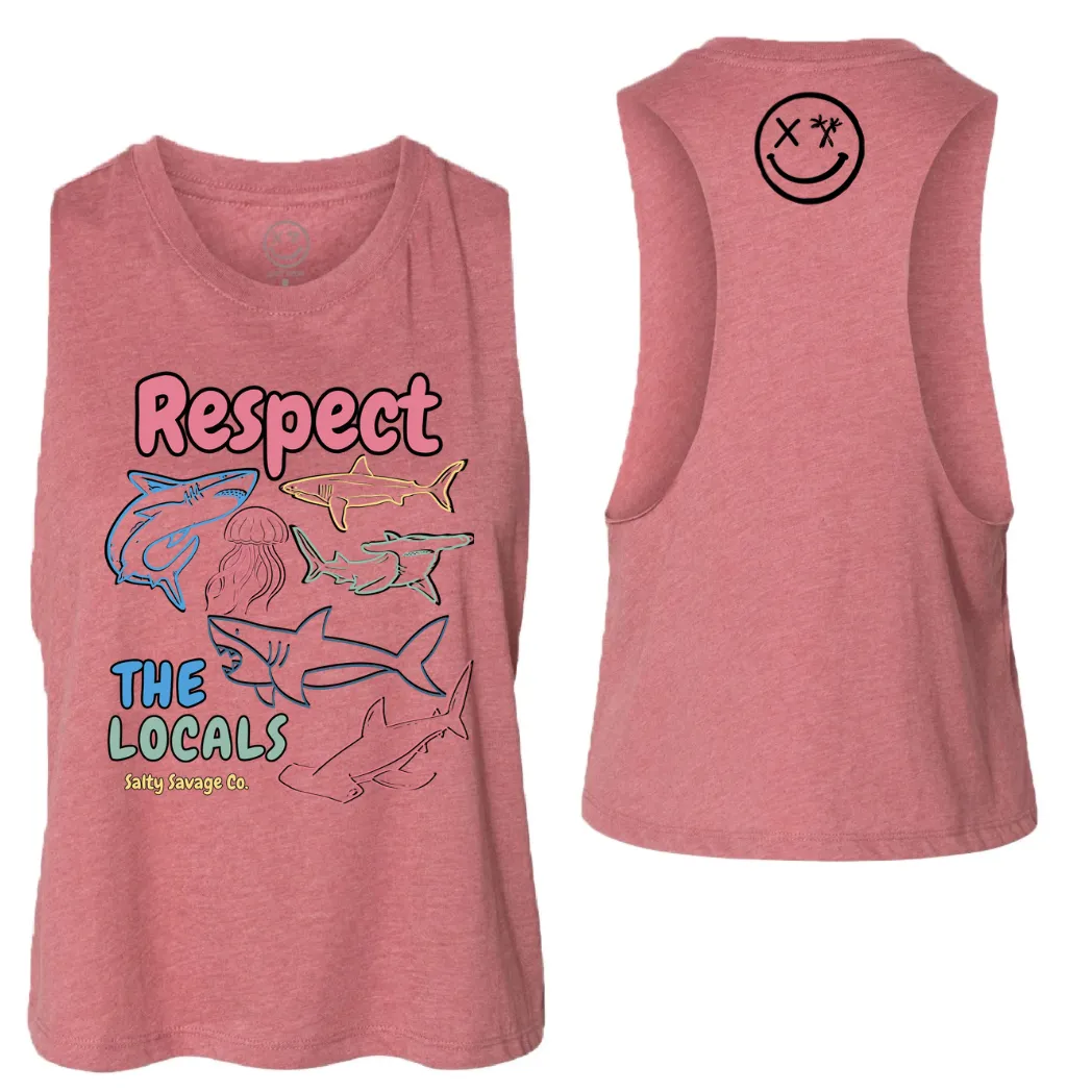 Ladies "Respect the Locals" Flowy Crop Tank