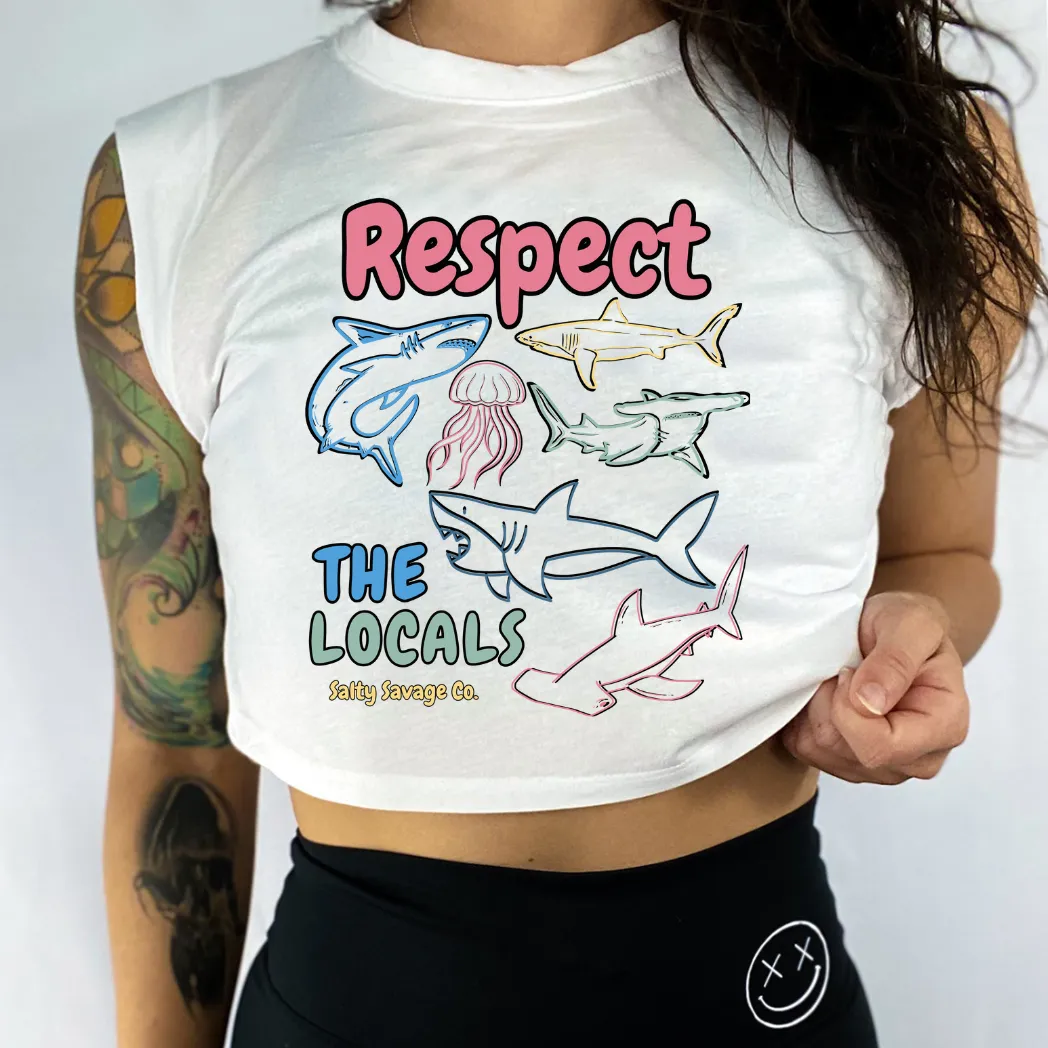 Ladies “Respect the Locals” Cropped Muscle Tank