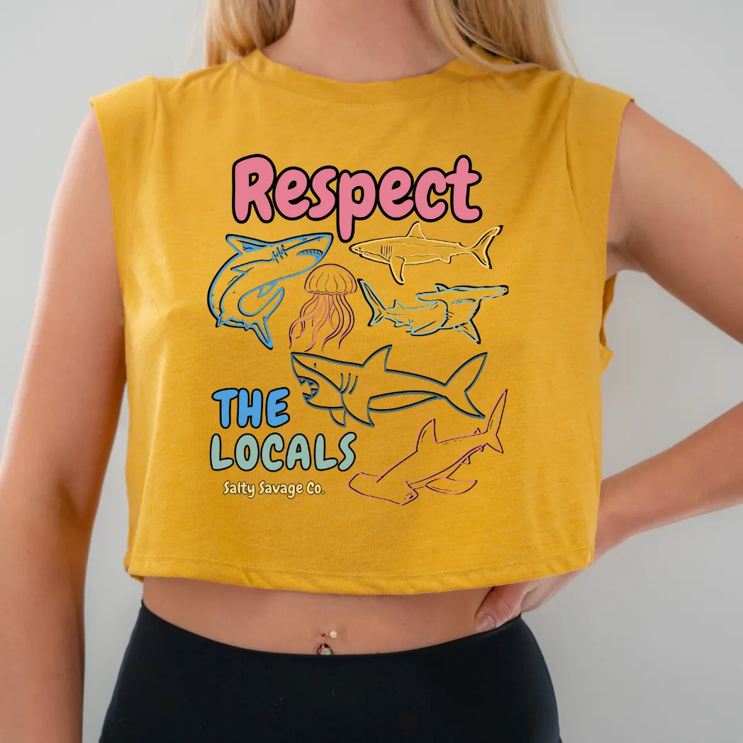 Ladies “Respect the Locals” Cropped Muscle Tank