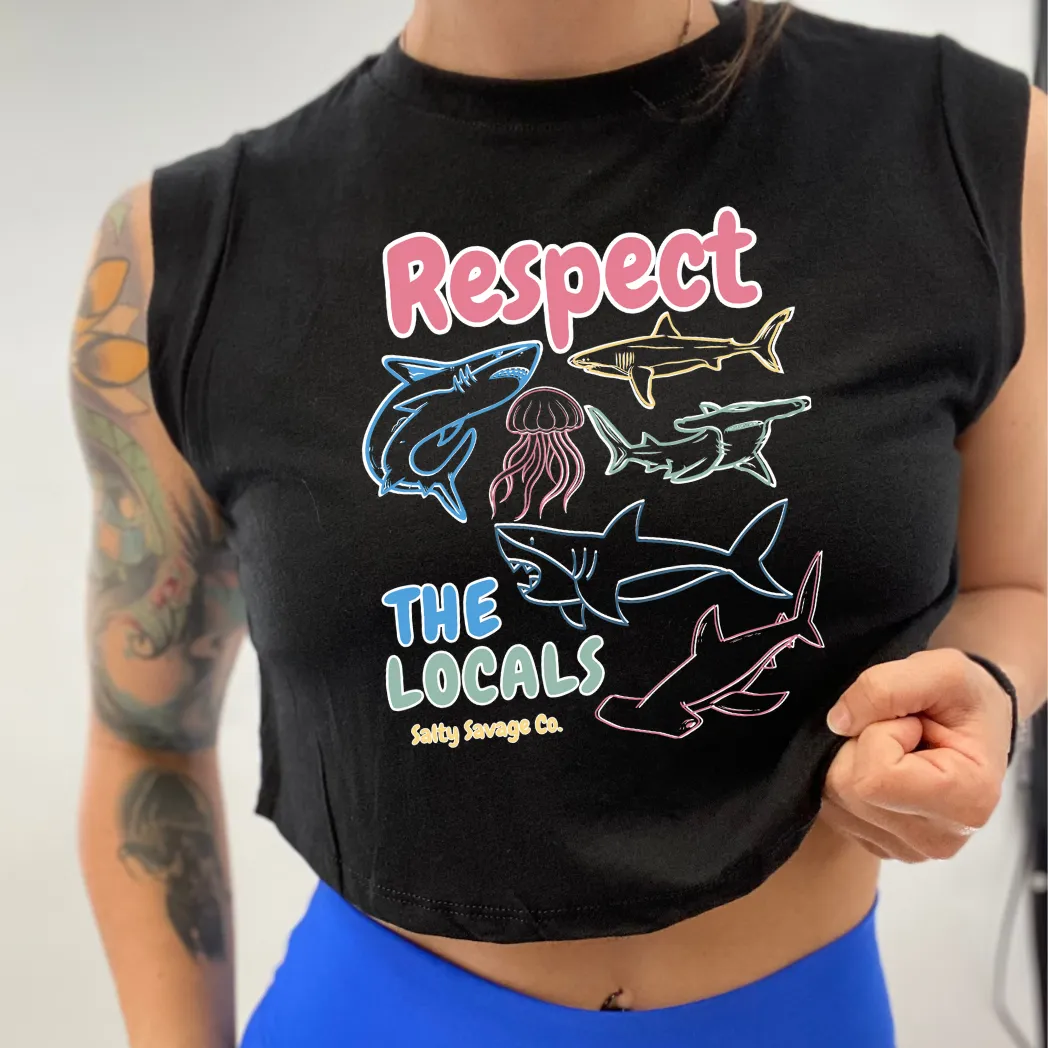 Ladies “Respect the Locals” Cropped Muscle Tank