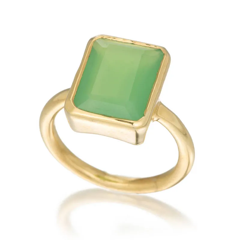 Large Emerald Cut Bezel Ring