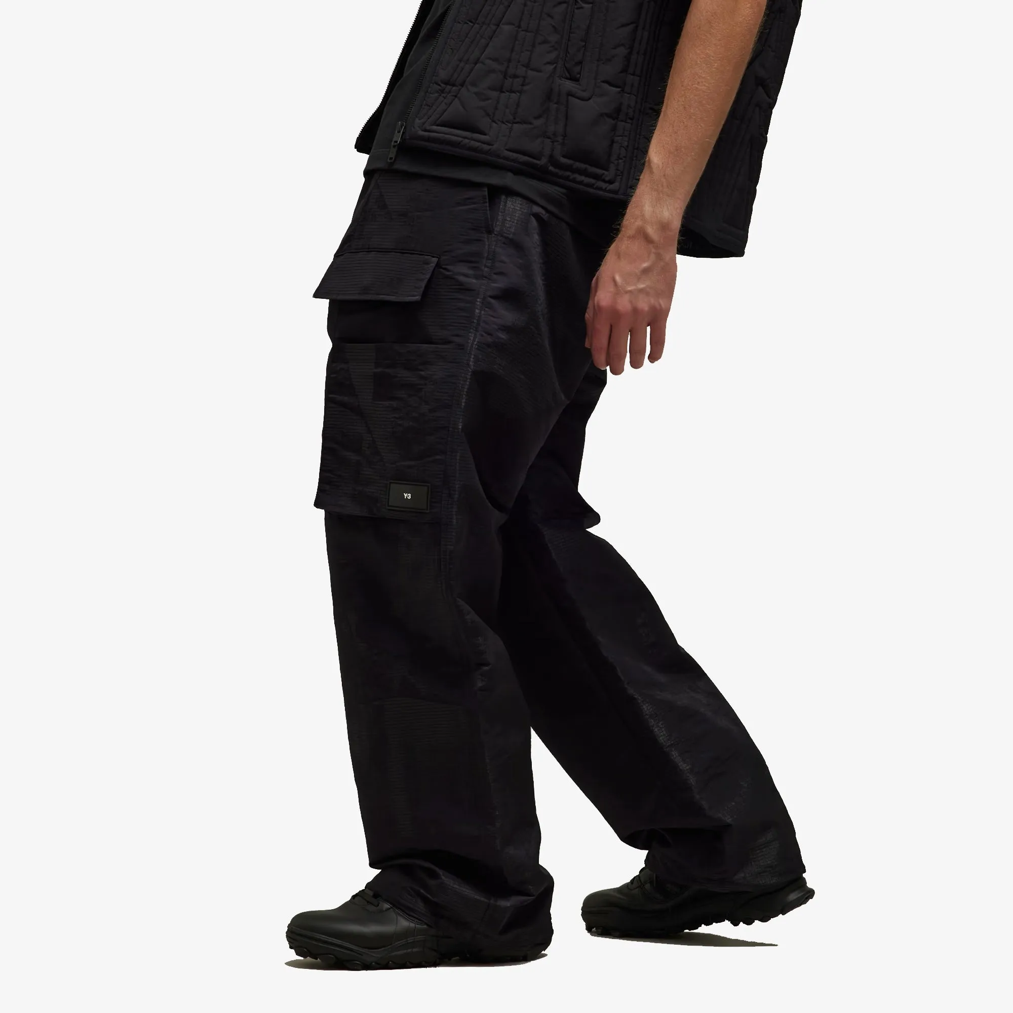 LINED JACQUARD RIPSTOP PANTS 'BLACK'