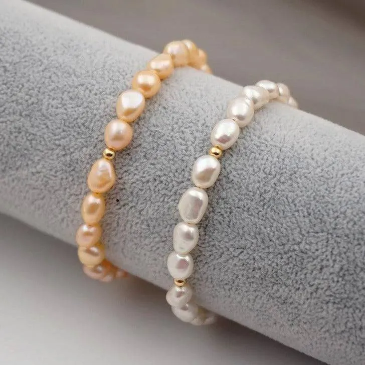 LUCKY Engraved Pearls Bracelet