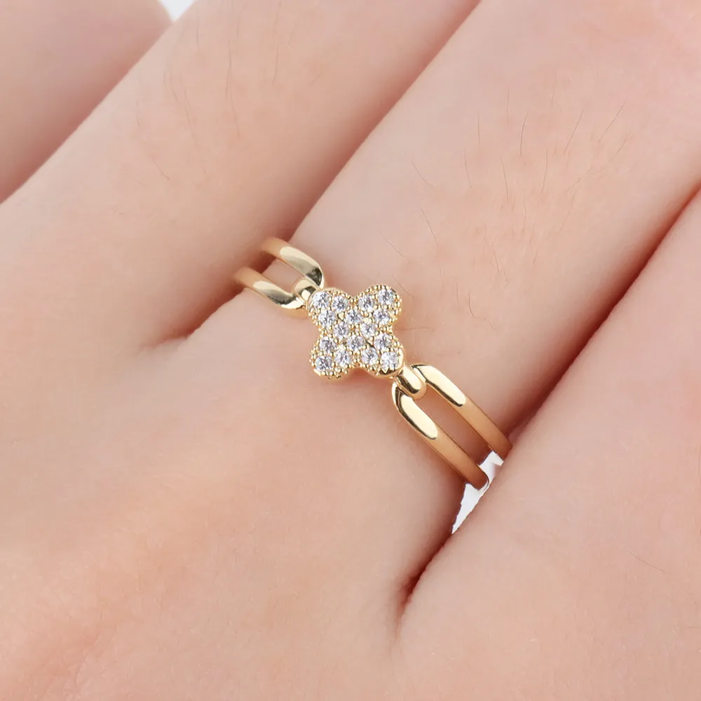 Lucky Four Leaf Clover Ring