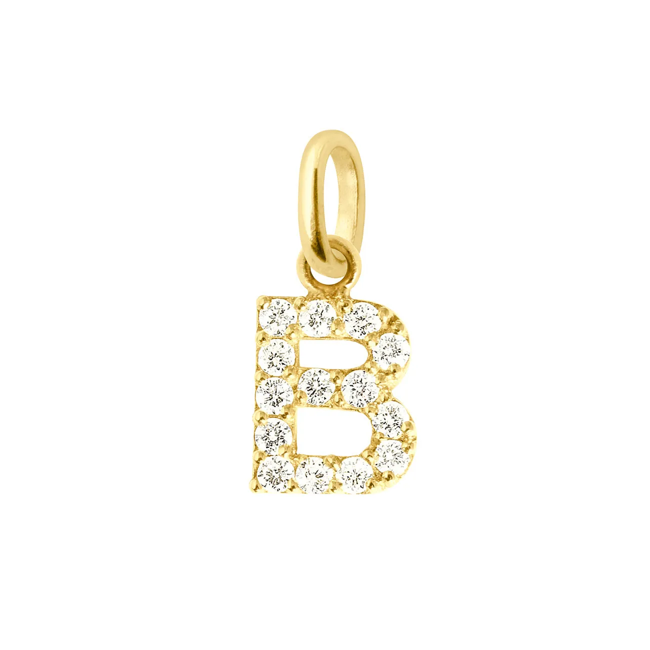 Lucky Letter B Diamond Pendant, Yellow Gold