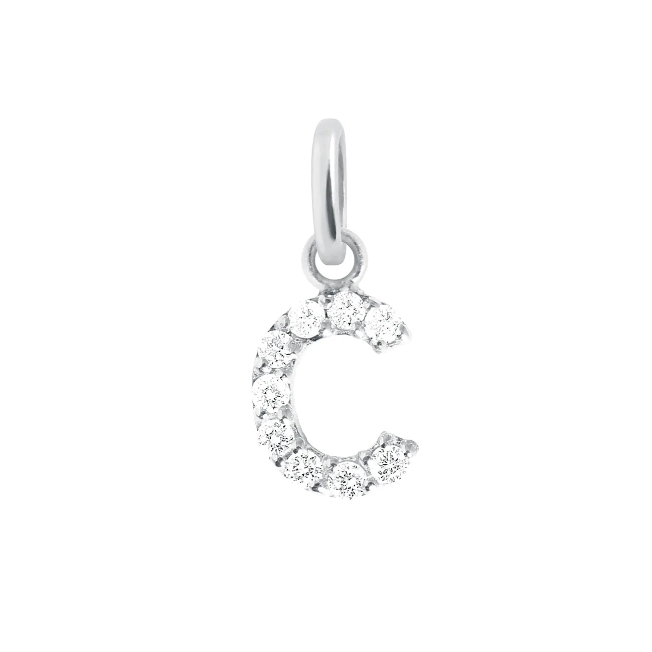 Lucky Letter C Diamond Pendant, White Gold