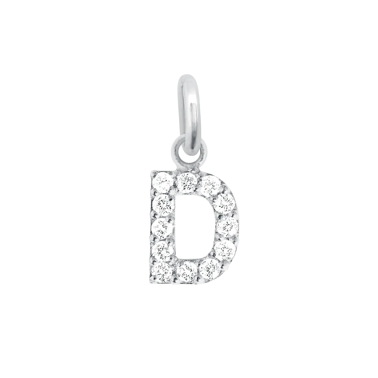 Lucky Letter D Diamond Pendant, White Gold