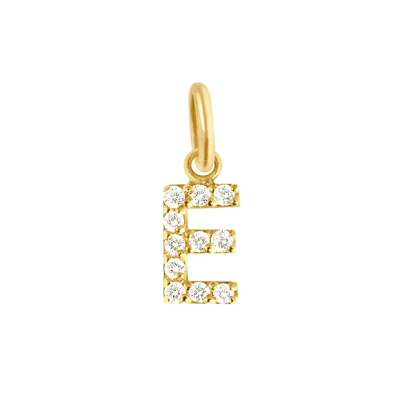 Lucky Letter E Diamond Pendant, Yellow Gold