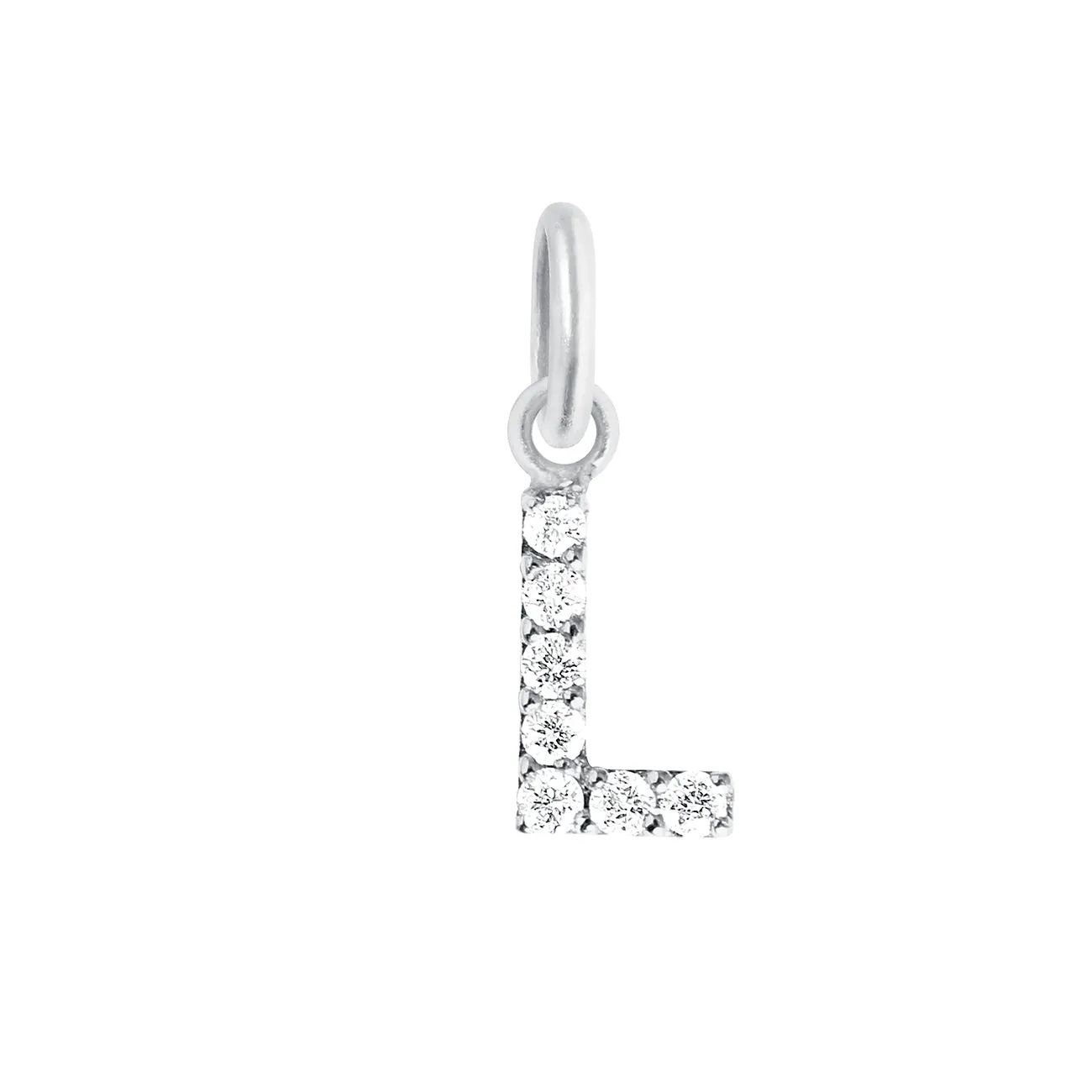 Lucky Letter L Diamond Pendant, White Gold