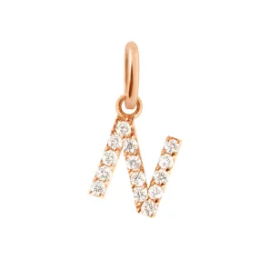 Lucky Letter N Diamond Pendant, Rose Gold