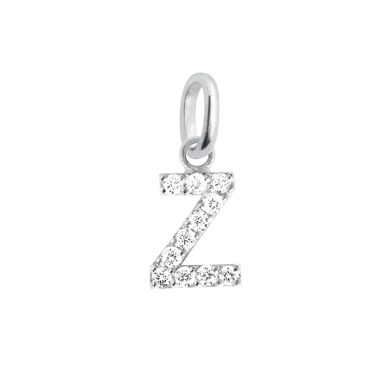 Lucky Letter Z Diamond Pendant, White Gold