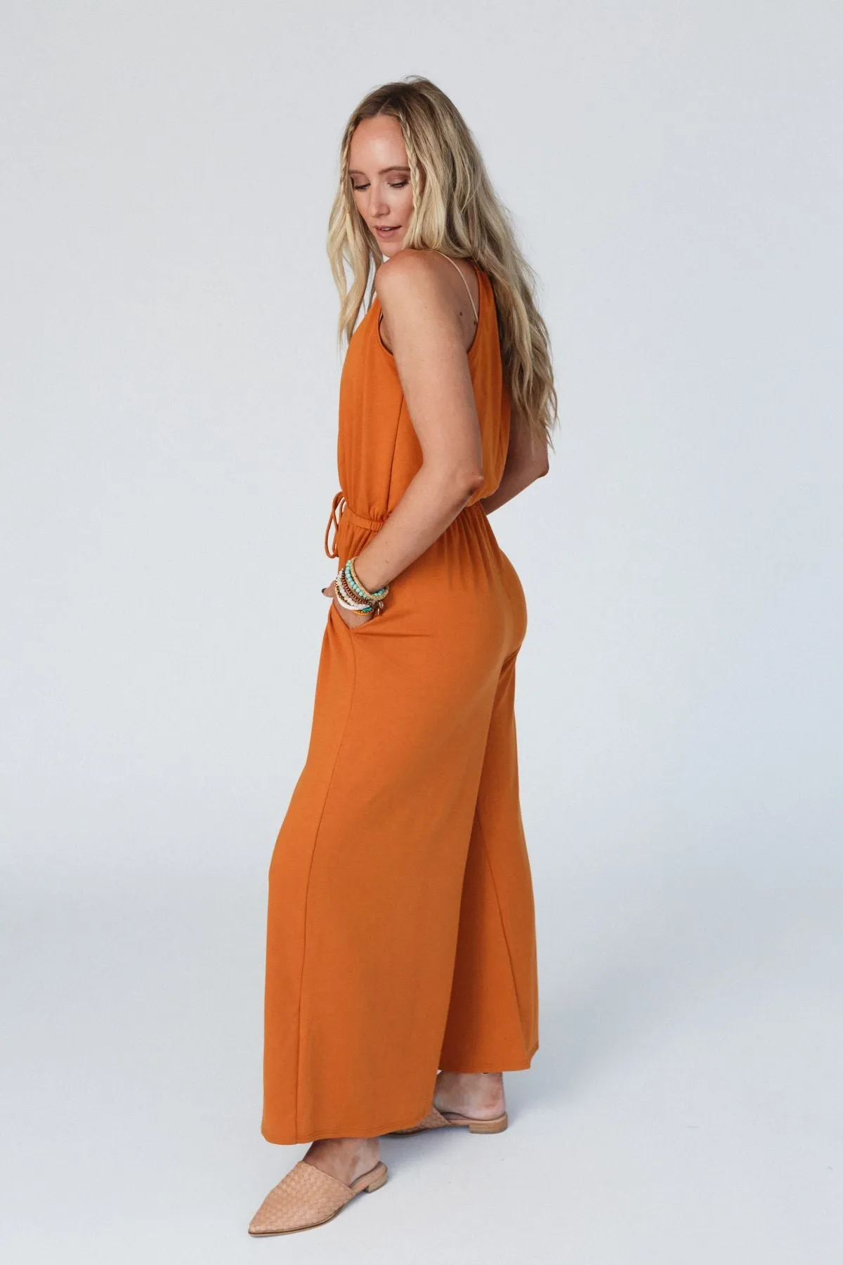 Lucky Love High Neck Jumpsuit - Butterscotch