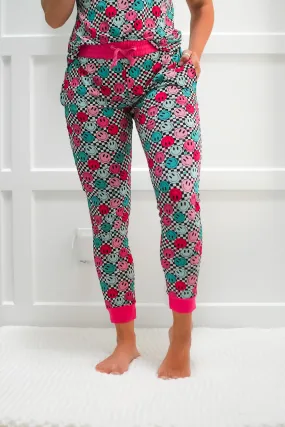 MAMA JOGGERS- Pink Smiles Check