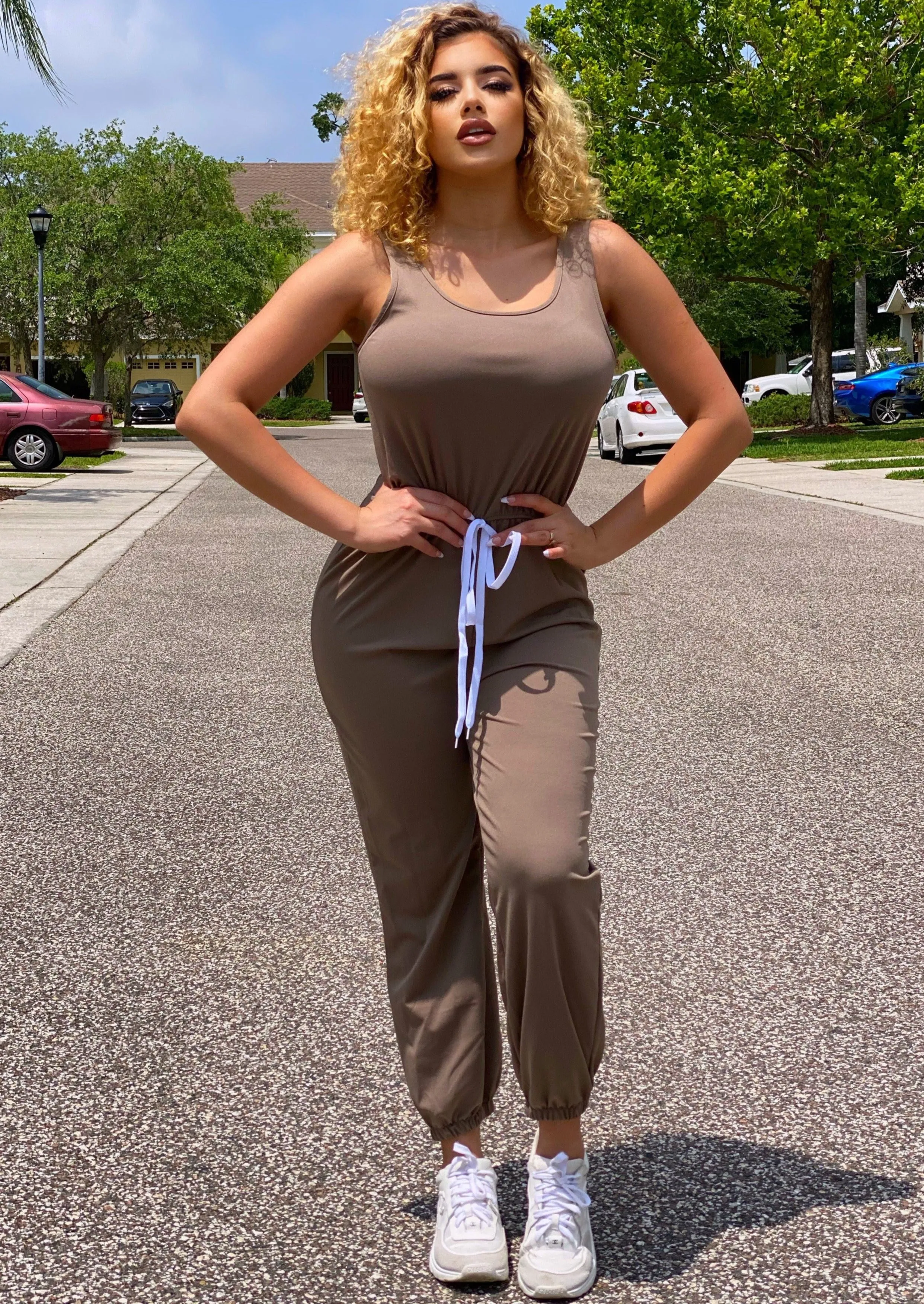 Mandel Sleeveless Classic Jumpsuit