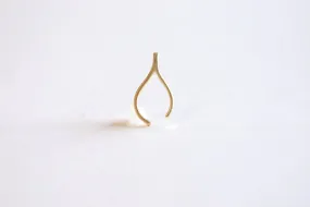 Matte Gold Uneven Wishbone Charm- Vermeil 22k Gold plated Sterling Silver Uneven Wishbone Charm, Small Wishbone Charm, Gold Wishbone, 320